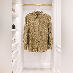 J Crew Collection Classic Fit Gold Sequin Shirt nwot